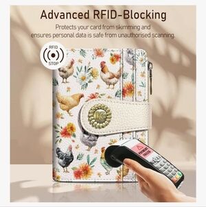 Floral Chicken Print RFID-Blocking Wallet
